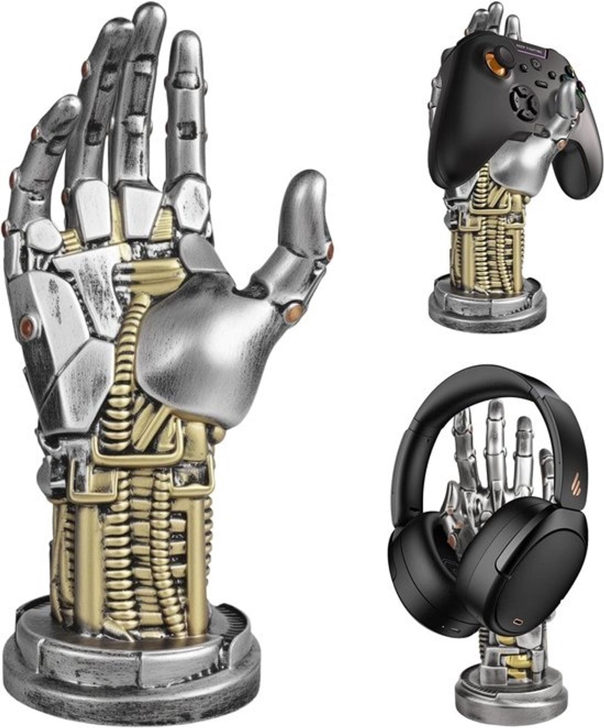 Futuristische houder voor hoofdtelefoon en controller voor op het bureau