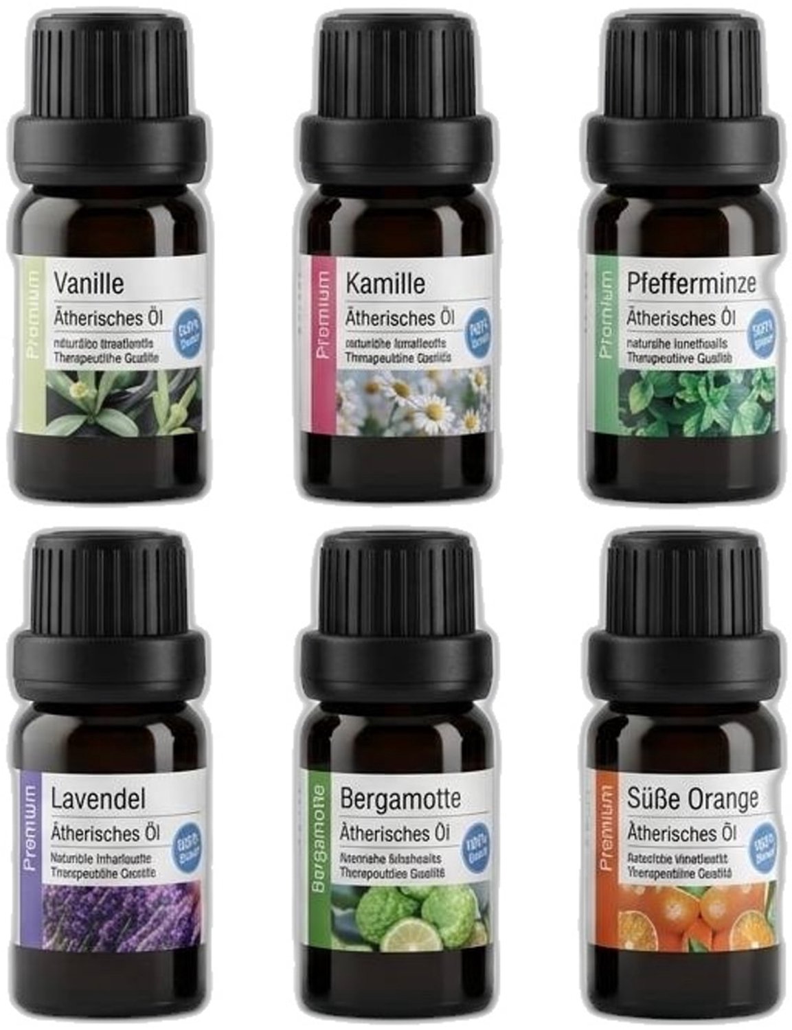 Set van 6 etherische oliën Premium Aroma’s, 6 x 5 ml