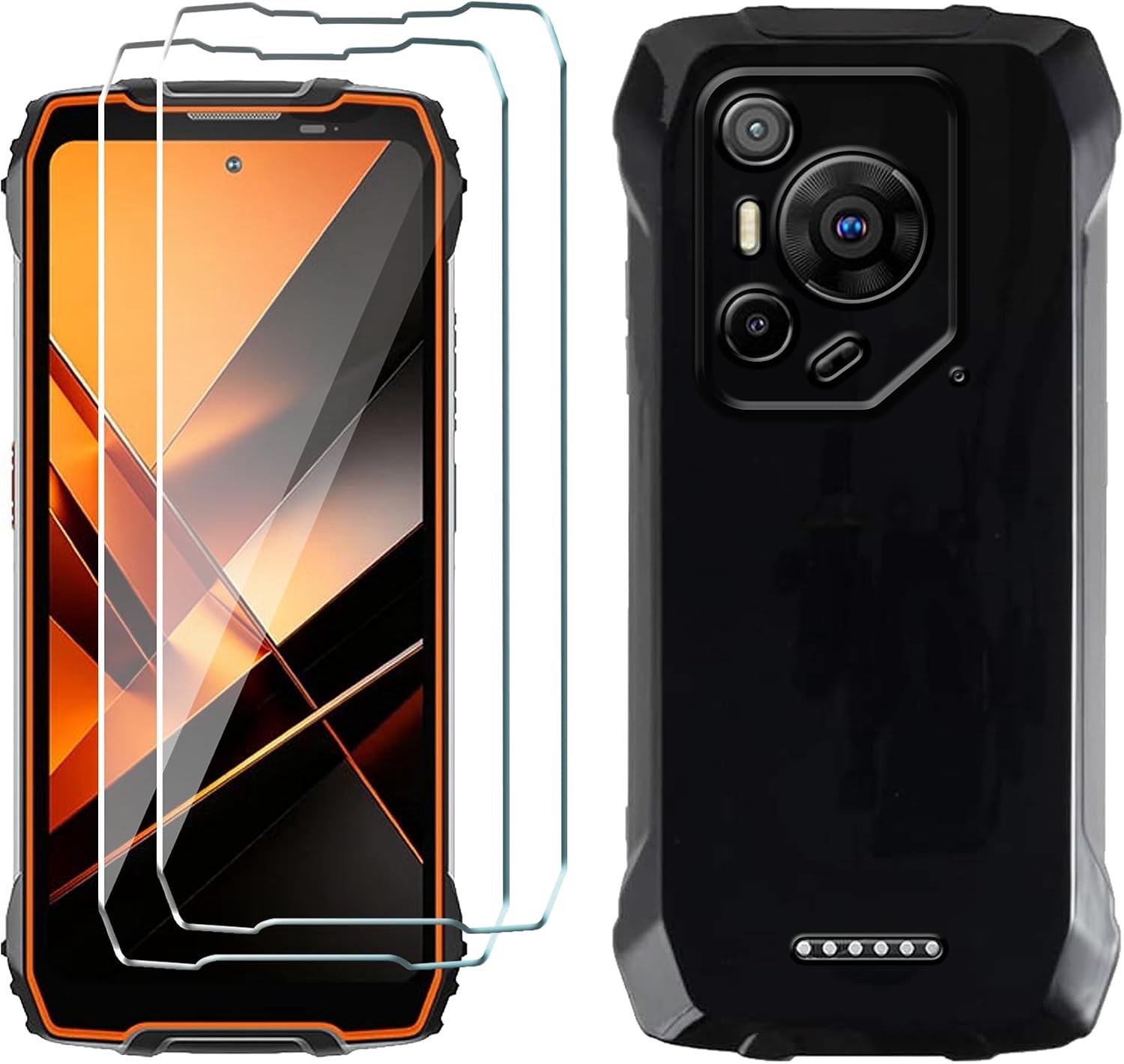 Beschermhoes voor Blackview BL7000 Pro (6,78 inch), zwart, met 2 schermbeschermers van gehard glas, zachte TPU-siliconen hoes