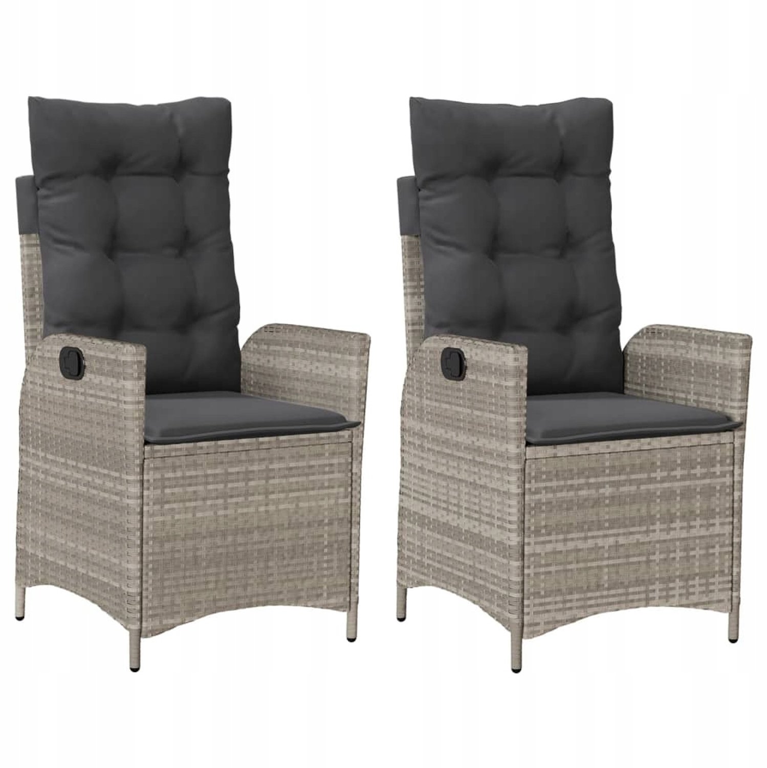2x Verstelbare Loungestoelen Tuinstoelen met Kussens - Grijs