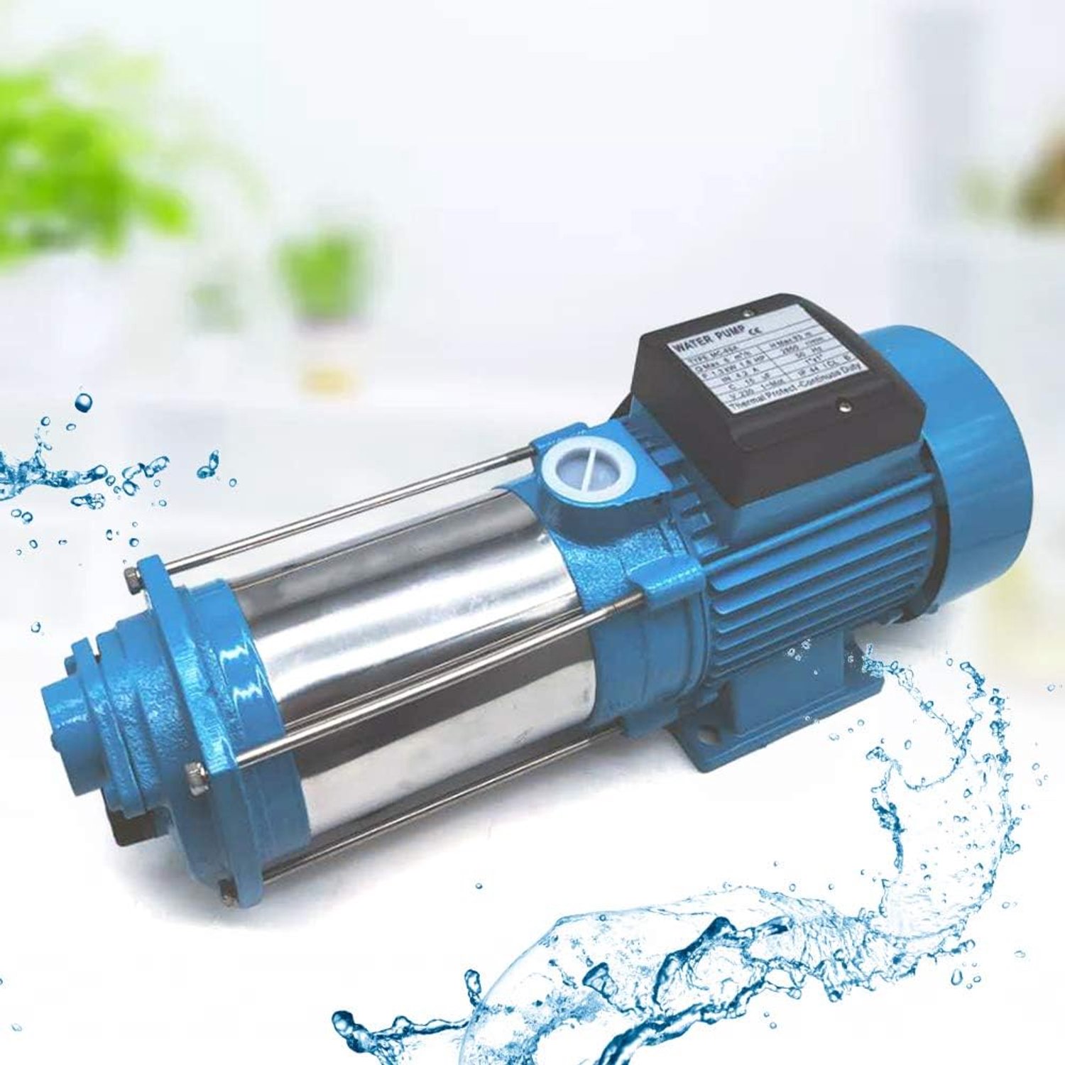 Waterpomp 1300 W, huiswaterpomp 4000 l/u, met roestvrijstalen loopwielbehuizing en roestvrijstalen as, maximale opvoerhoogte 98 m voor pijpleidingverhoging en watervoorziening