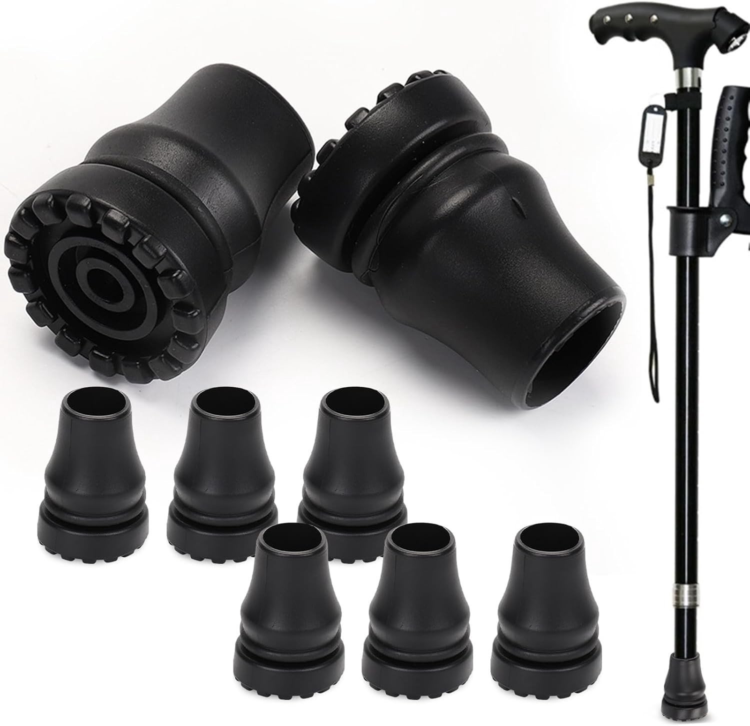 8 Stuks Antislip Rubber Buffers voor Stokken, Stoelen en Trekkingstokken - Verhoog de Stabiliteit en Comfort voor Senioren