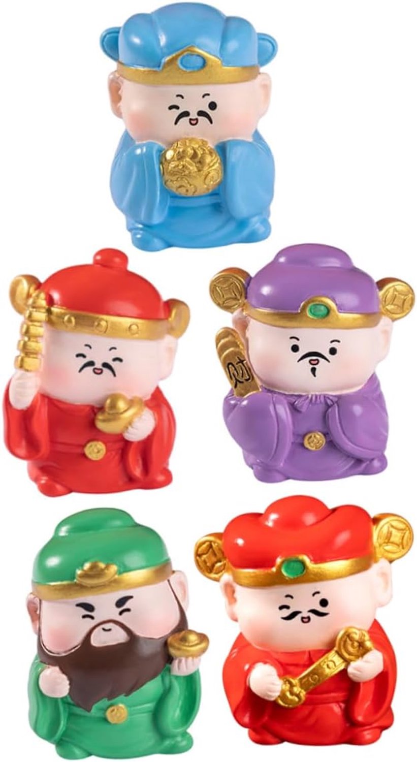 5 Stks Micro Landschap Van Rijkdom Figurines Nieuwjaar Rijkdom Goden DIY Decoraties Mini Car Dashboard Ornamenten Desktop Chinese Rijkdom Decors