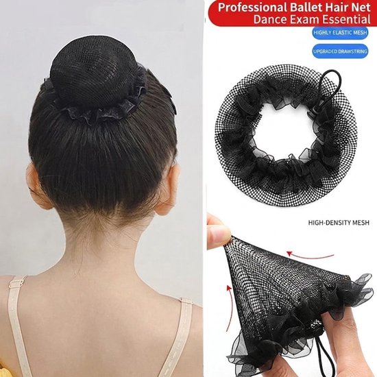 4 Stuks Koord Chignon Net Met Deco – Haar Net Voor Dans, Ballet En Dagelijkse Frisuren, Verstelbaar Dutt Net — afbeelding 2