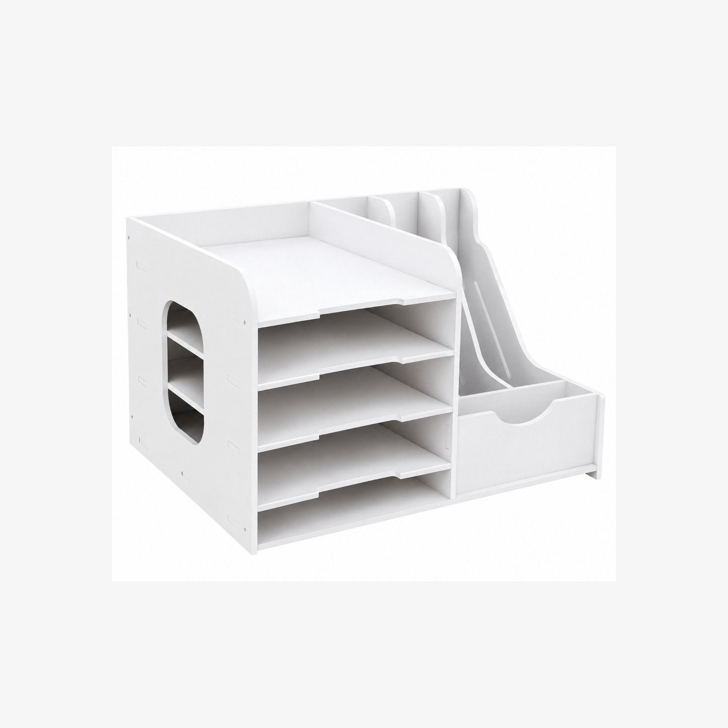 Noventra Bureau Organizer – Bureau Opberger met 3 Papierladen – Documentenhouder – Papierhouder – Pennenbak – Ordnerhouder – Kantoor Organizer – Wit