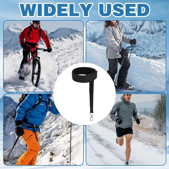 6 stuks sport winter ski handschoenen elastische polsband, snowboard accessoires voor mannen, veiligheidsriemen benodigdheden met sleutelhangers voor bergbeklimmen snowboarden buitenactiviteiten — afbeelding 3