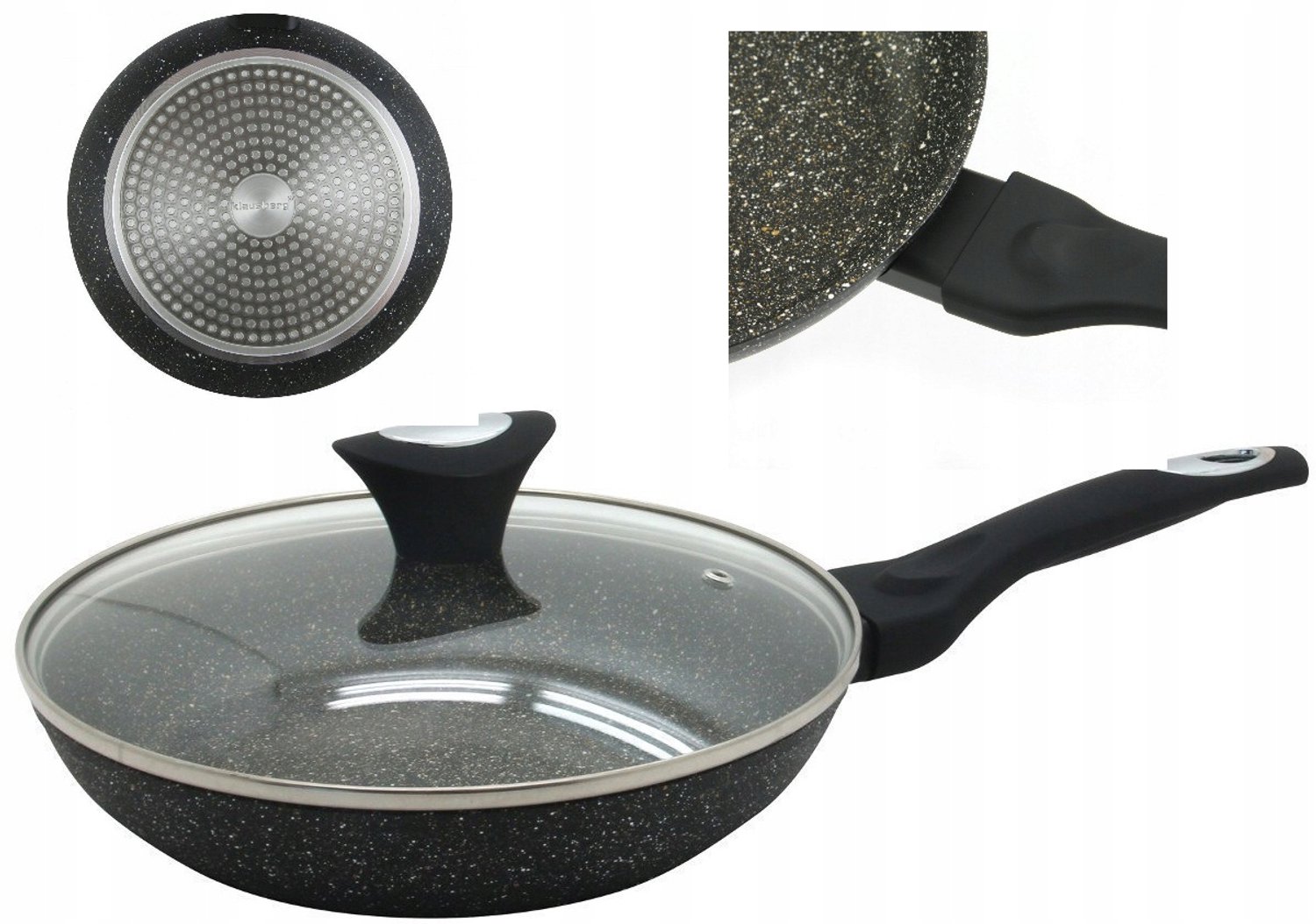 Granit-Gietijzeren Pan met Deksel - Ø 26 cm - Zwart