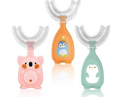 Spazzolino a forma di U per bambini dai 2 ai 6 anni, in morbido silicone alimentare, pulizia a 360°, massaggio gengivale, spazzolino manuale per neonati, senza BPA, confezione da 3, ideale per imparar