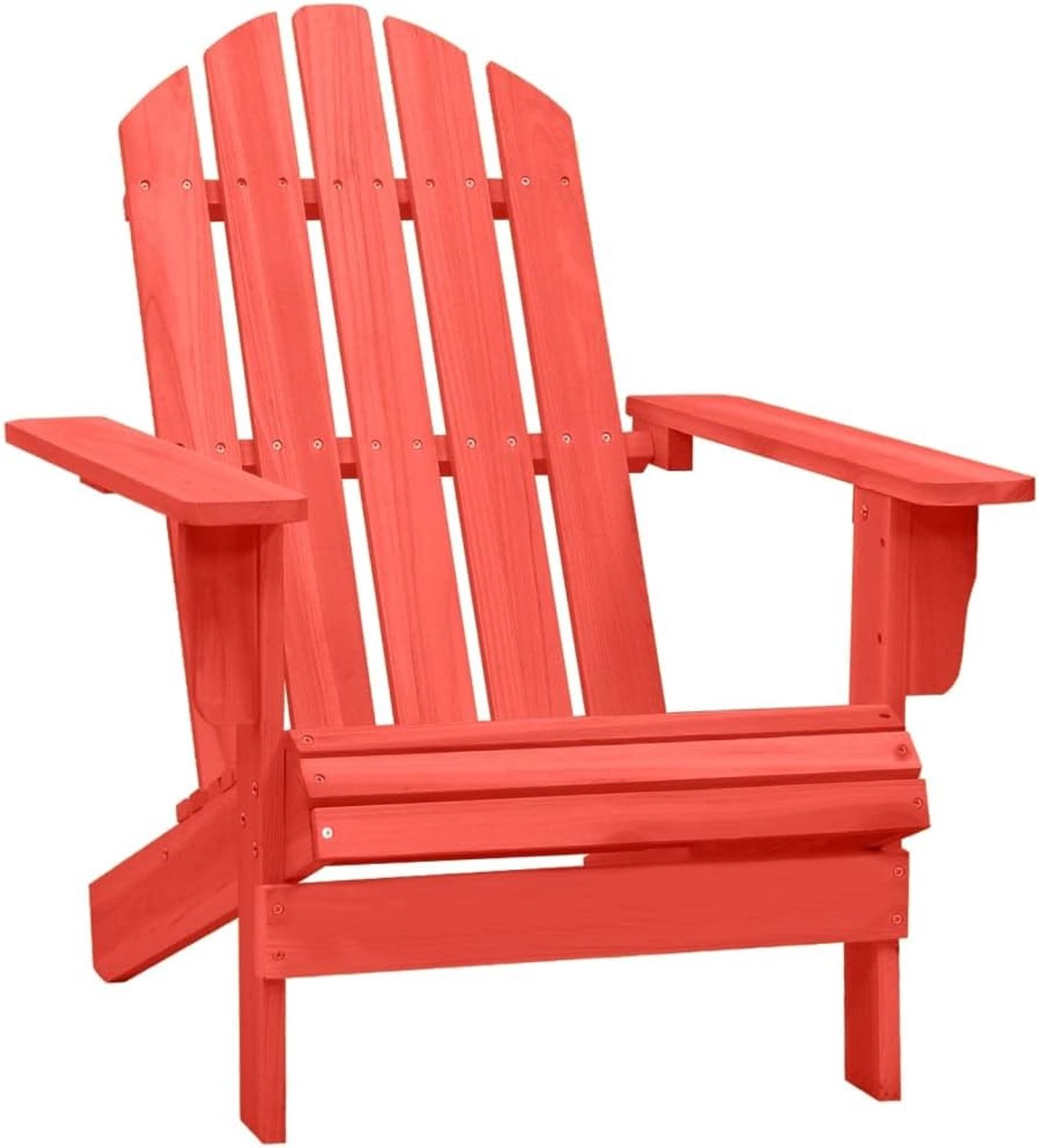 Adirondack Tuinstoel van massief dennenhout, rood, terrasstoelen, vrijetijdsstoelen, outdoorstoelen, balkonstoelen voor tuin, gazon, terras