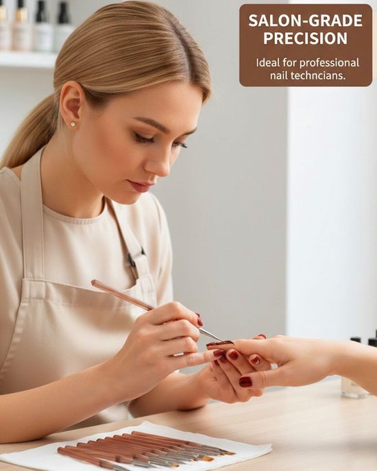 Professionele Nail Art Pinsel Set voor Gelnägel en Acryl, Inclusief Dotting Tools voor Perfecte Nageldesigns en Manicure Thuis