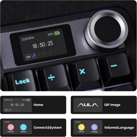 Draadloos Gaming Toetsenbord met Scherm, 8000 mAh Batterij, 104 Hot Swap en RGB Verlichting voor Mac/PC/Android, QWERTY Indeling — afbeelding 4