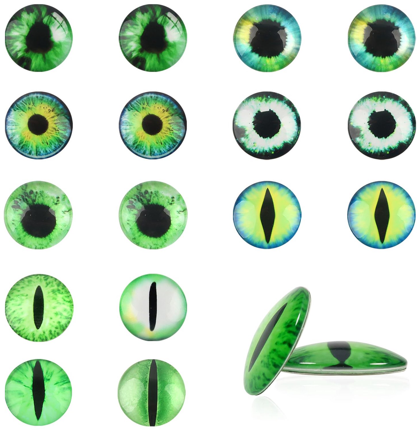 SnelShoppen - 20 Stuks Glazen Ogen 20mm Blauw Ronde Glazen Cabochons 10 Stijlen Draakogen Veiligheidso ogen voor Dieren en Poppenmaken