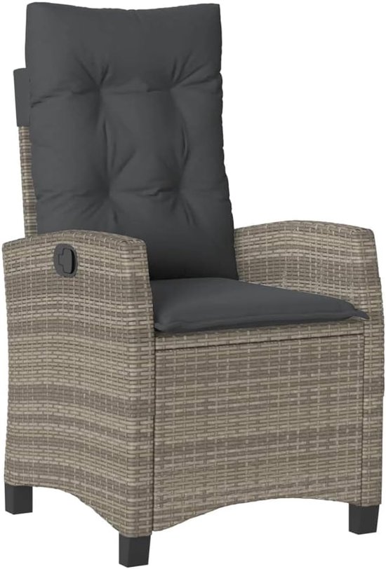Poly rattan verstelbare rugleuning bistroset grijs 3 delig — afbeelding 4