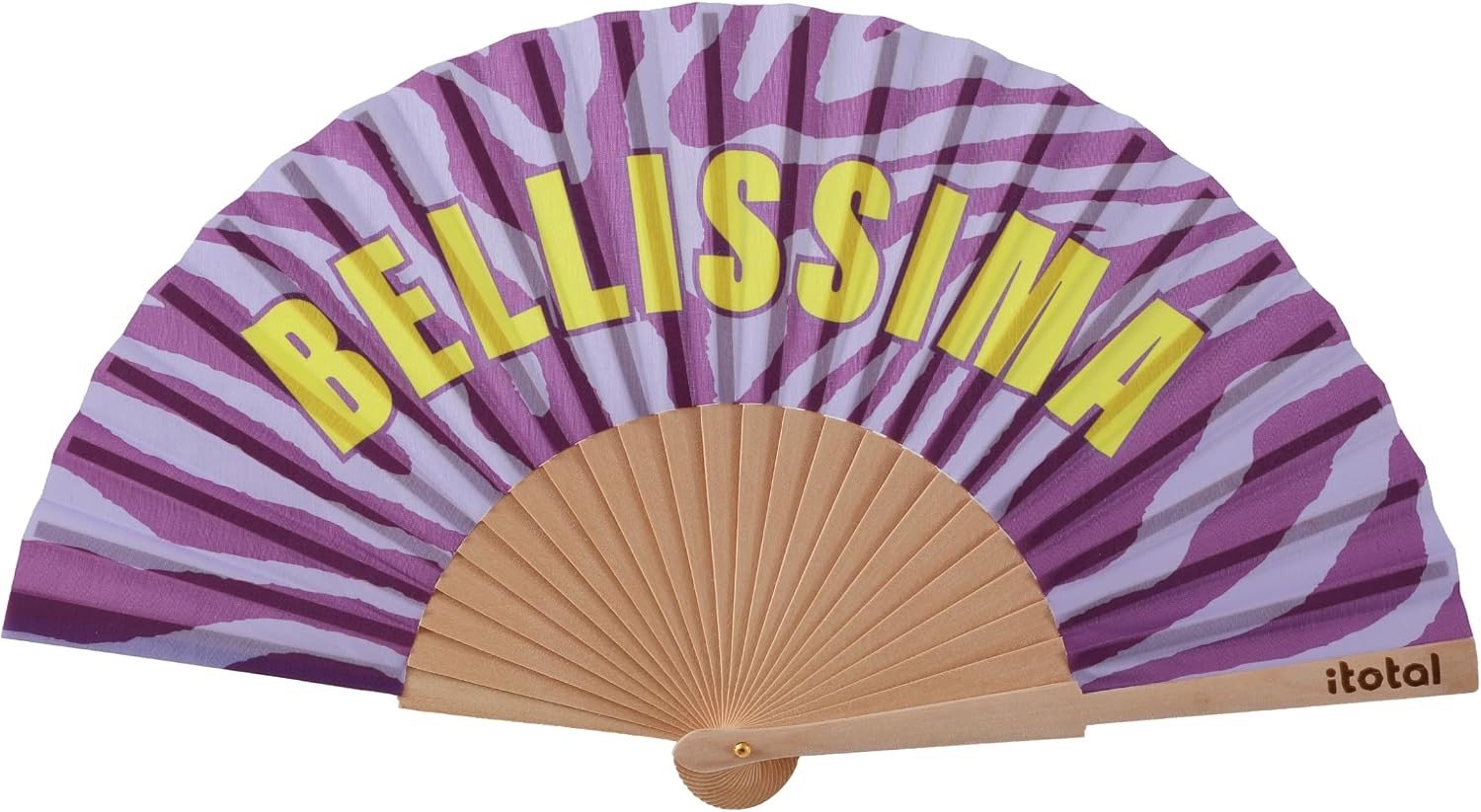 Handventilator - Prachtig - 42 x 23 cm - Houten Handvat met Polyester Canvas - Voor Zomergebruik