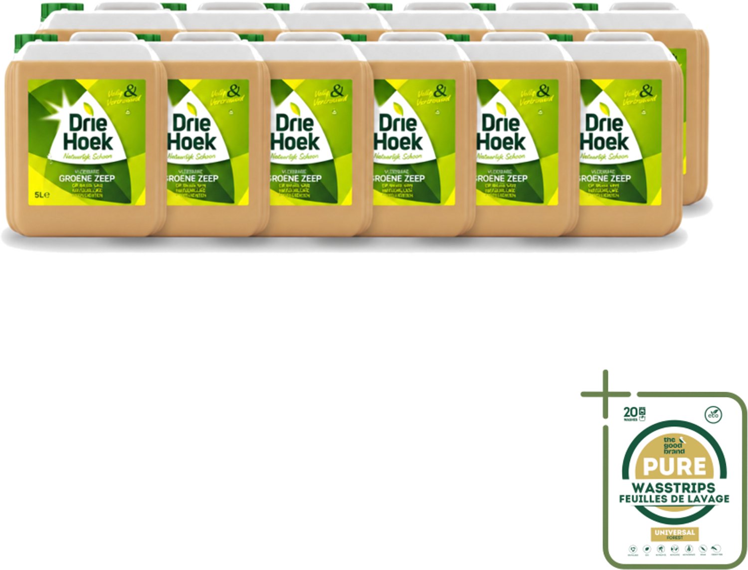 12 x Driehoek – Vloeibare Zeep – Groene Zeep – 5 liter - Wasstrips - Vloeibare Zeep - Natuurlijke Schoonmaak - Reinigen Textiel - Reinigen Vloer - Reinigen Badkamer