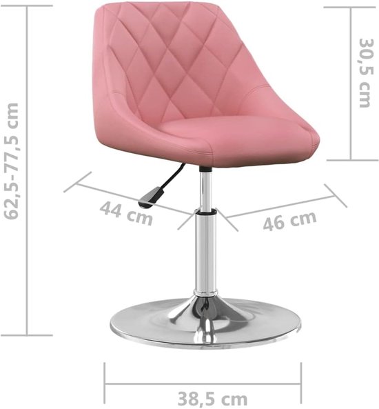 4 stuks draaibare eetkamerstoelen met fluwelen bekleding in roze, verstelbare hoogte door gasdrukveer, modern design met verchroomd stalen frame, 360 graden draaifunctie — afbeelding 3