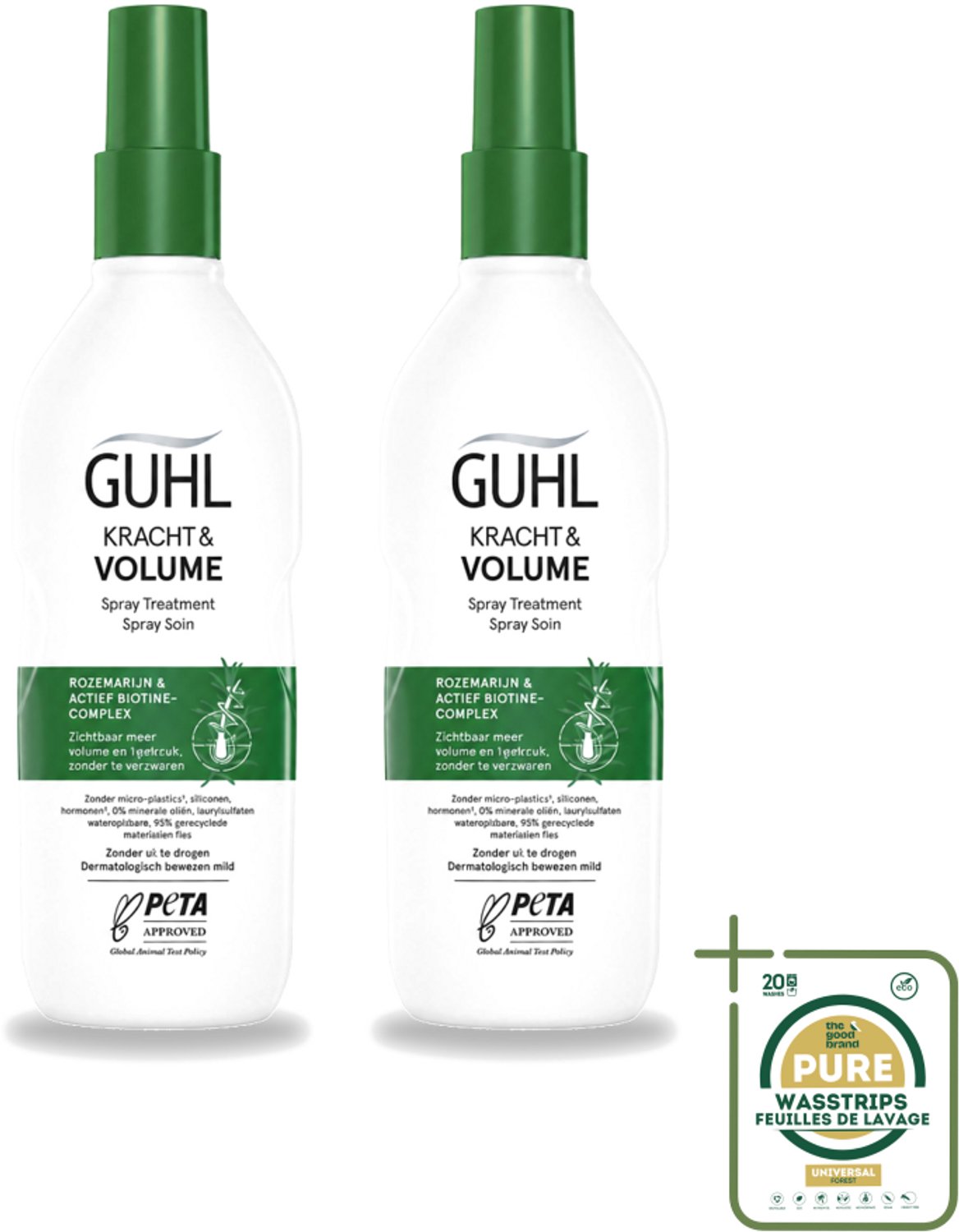 2 x Guhl – Spray Treatment – Kracht & Volume – 150 ml - Wasstrips - Haarversterking - Volumeboost - Kracht En Volume Spray - Haaruitval Voorkomen - Biotine Spray