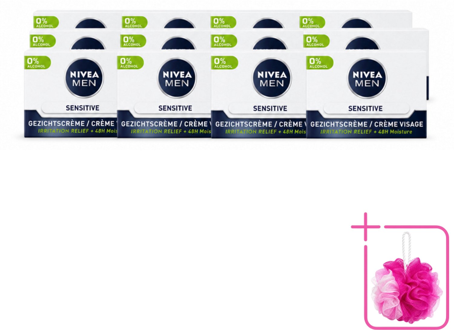 12 x NIVEA MEN - Sensitive - Dagcrème Gezicht - 50 ml - Bulkverpakking - Gevoelige huid - Douchemop - Dagcrème