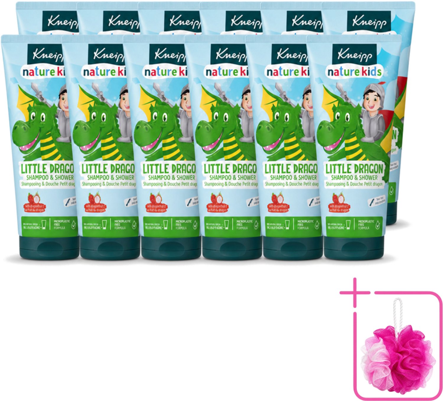 12 x Kneipp - Shampoo & Showergel - Little Dragon - 200 ml - Bulkverpakking - Kinderbad - Douchemop - Kinderhaar