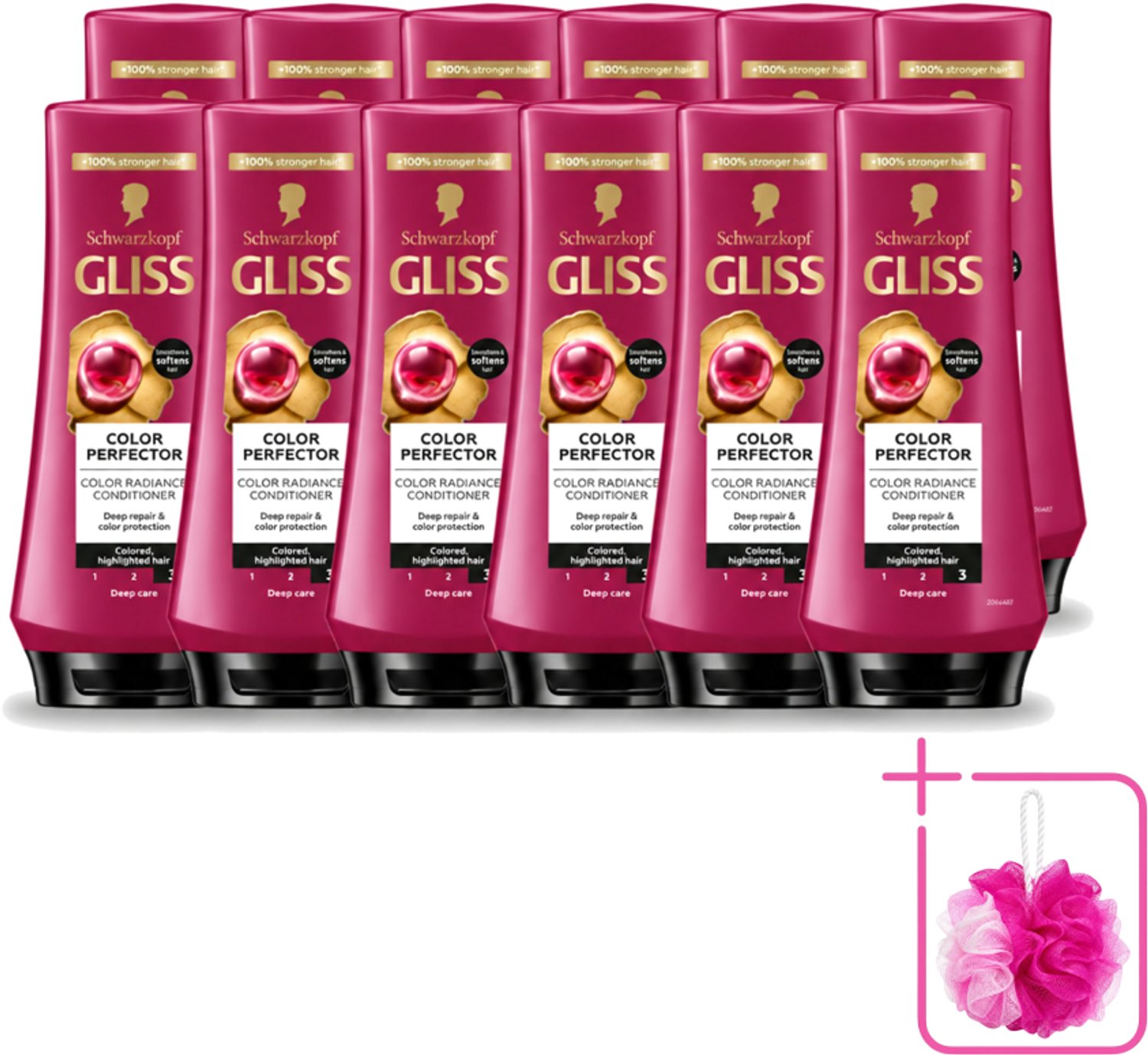 12 x Gliss - Hair Repair - Conditioner voor Kleurbehoud en Glans - 200 ml - Bulkverpakking - Kleurbescherming haar - Douchemop - Glans haar