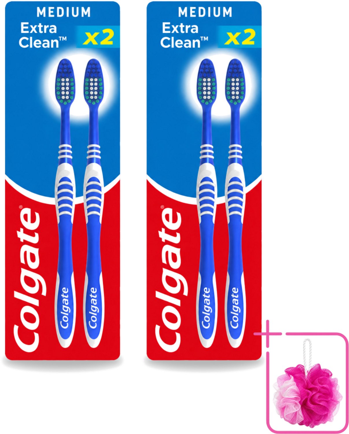 2 x Colgate - Tandenborstels - Extra Clean Duo - Medium - 2 borstels - Bulkverpakking - Tandenborstel - Mondhygiëne