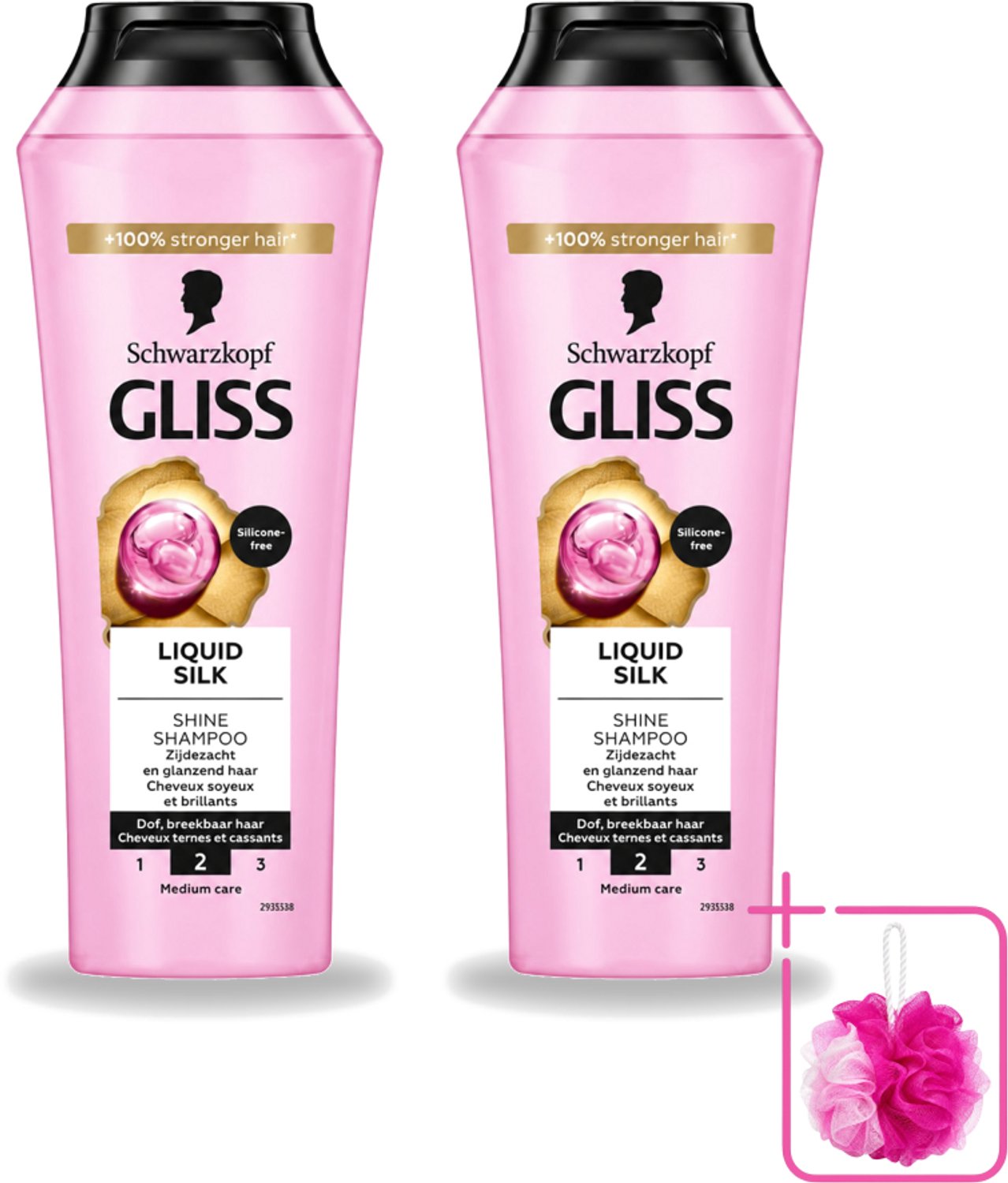 2 x Gliss - Shampoo - Liquid Silk - Voor Glanzend en Zijdezacht Haar - 250 ml - Bulkverpakking - Glans haar - Douchemop - Zijdezacht haar
