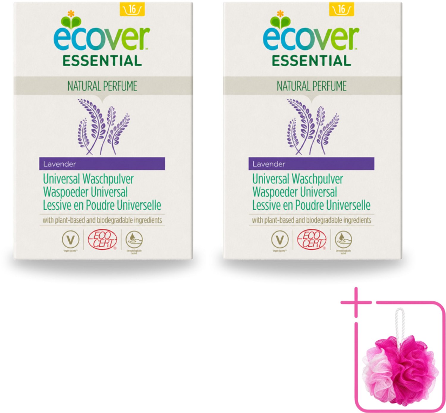 2 x Ecover - Waspoeder Essential - Universal - 1,2 kg - Bulkverpakking - Waspoeder - Douchemop - Witte was