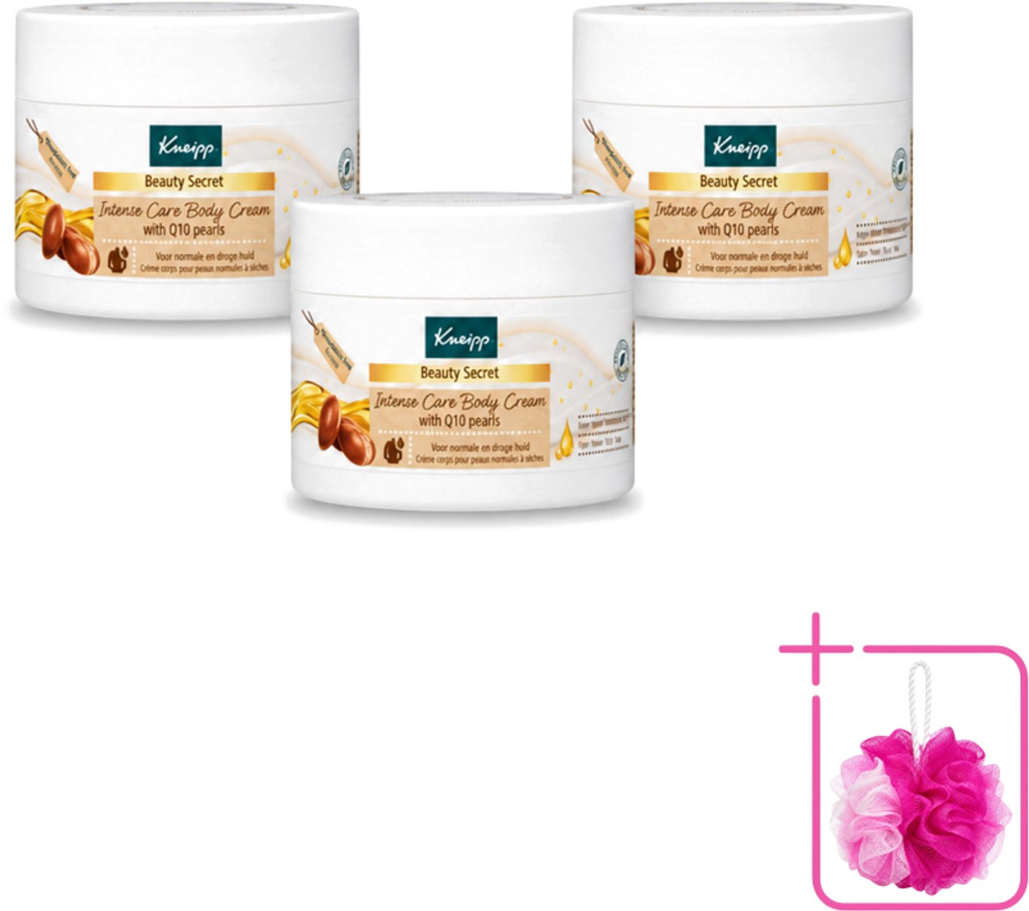 3 x Kneipp - Body crème - Beauty Secret - Met Q10 parels - 200 ml - Bulkverpakking - Beauty secret - Douchemop - Huid verzorging