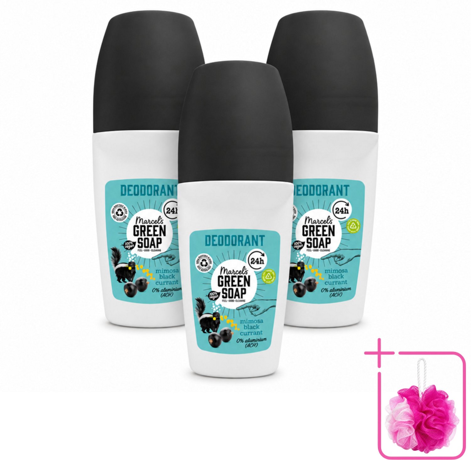 3 x Marcel's Green Soap - Deodorant Roller - Mimosa & Blackcurrant - Langdurige frisheid - 50 ml - Bulkverpakking - Deodorant - Deodorant Roller