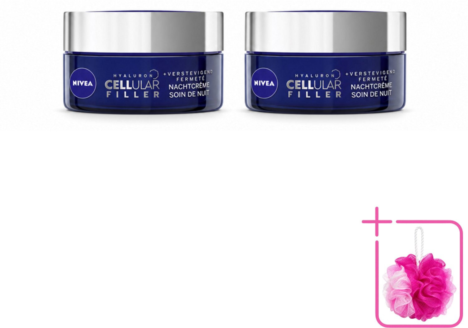 2 x NIVEA - Nachtcrème - CELLular Expert Filler Anti-Veroudering - Voor alle huidtypes - Met Hyaluronzuur & Foliumzuur - Anti-Rimpel & Hydraterend - 50 ml - Bulkverpakking - Anti-aging crème - Douchemop - Nachtcrème