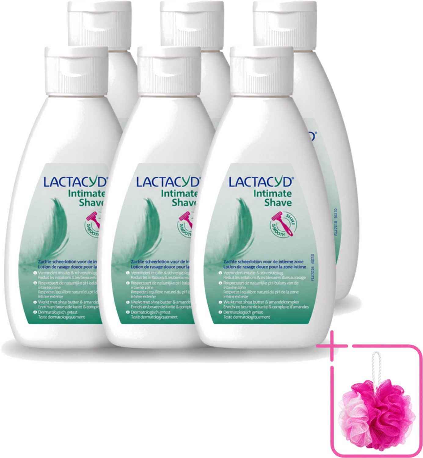 6 x Lactacyd – Intimate Shave – Scheerlotion – 200 ml - Bulkverpakking - Intieme scheerlotion - Douchemop - Gevoelige huid