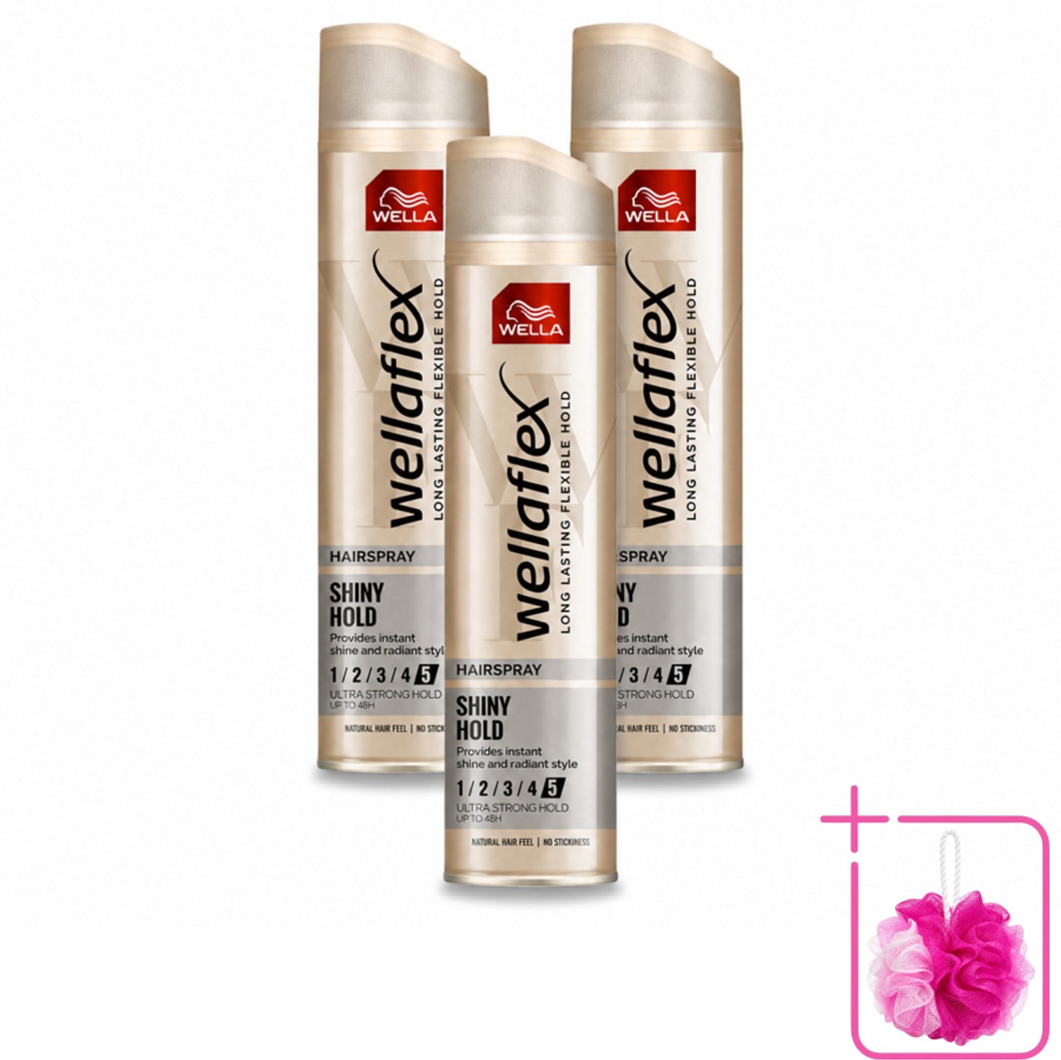3 x Wella – Flex Shine Ultra Strong – Haarspray – 250 ml - Bulkverpakking - Haarspray - Douchemop - Glans