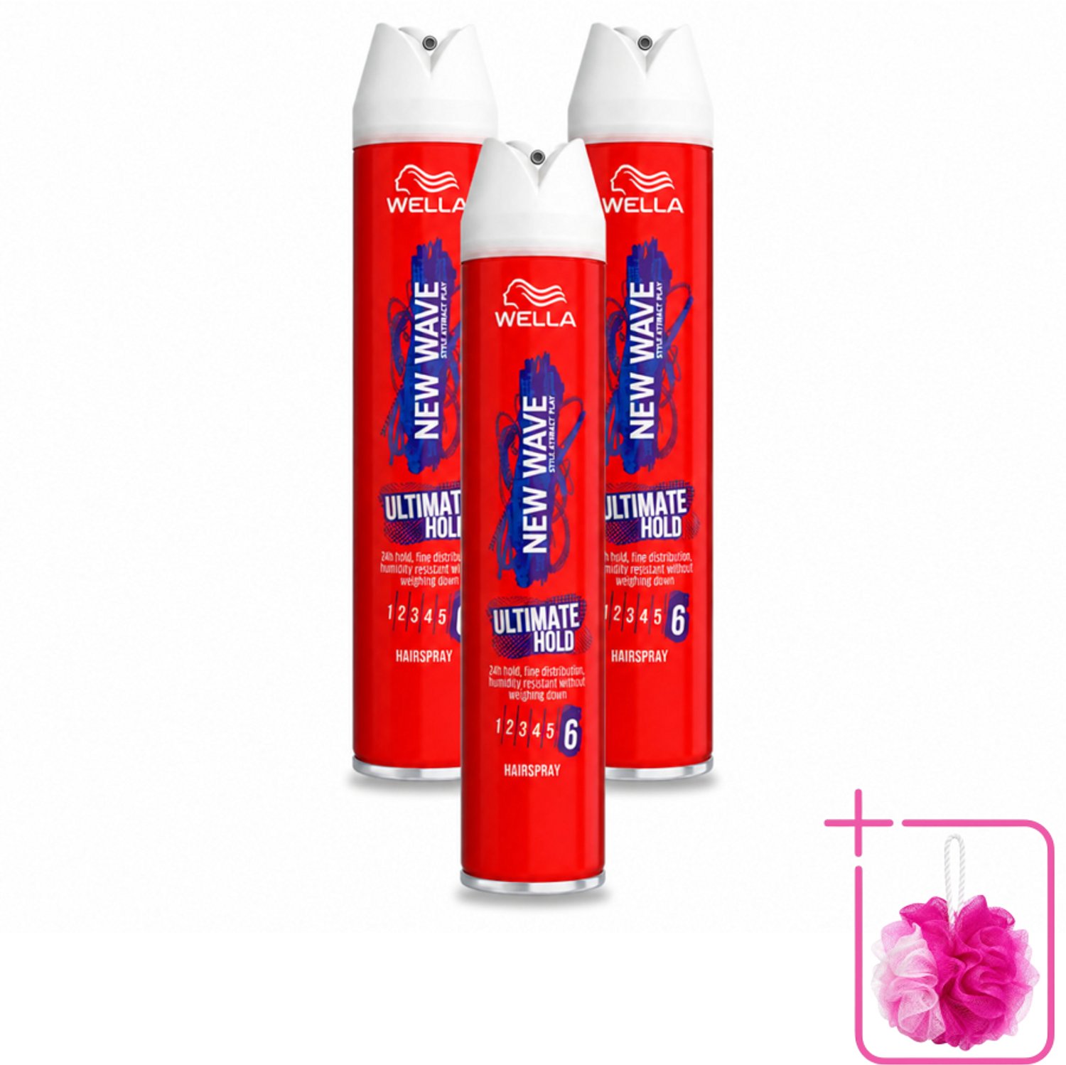 3 x Wella – New Wave Ultimate Hold – Haarspray – 400 ml - Bulkverpakking - Haarspray - Douchemop - Fixatiespray