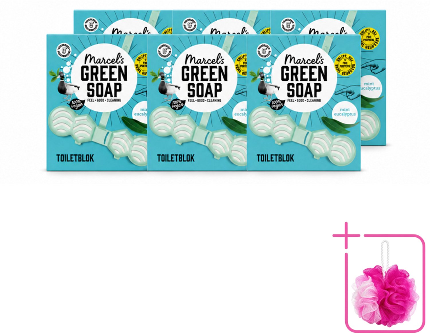 6 x Marcel's Green Soap - Toiletblok - Munt & Eucalyptus - Langdurige werking - 1 Toiletblok - Bulkverpakking - Toiletblok - Douchemop - Munt en eucalyptus