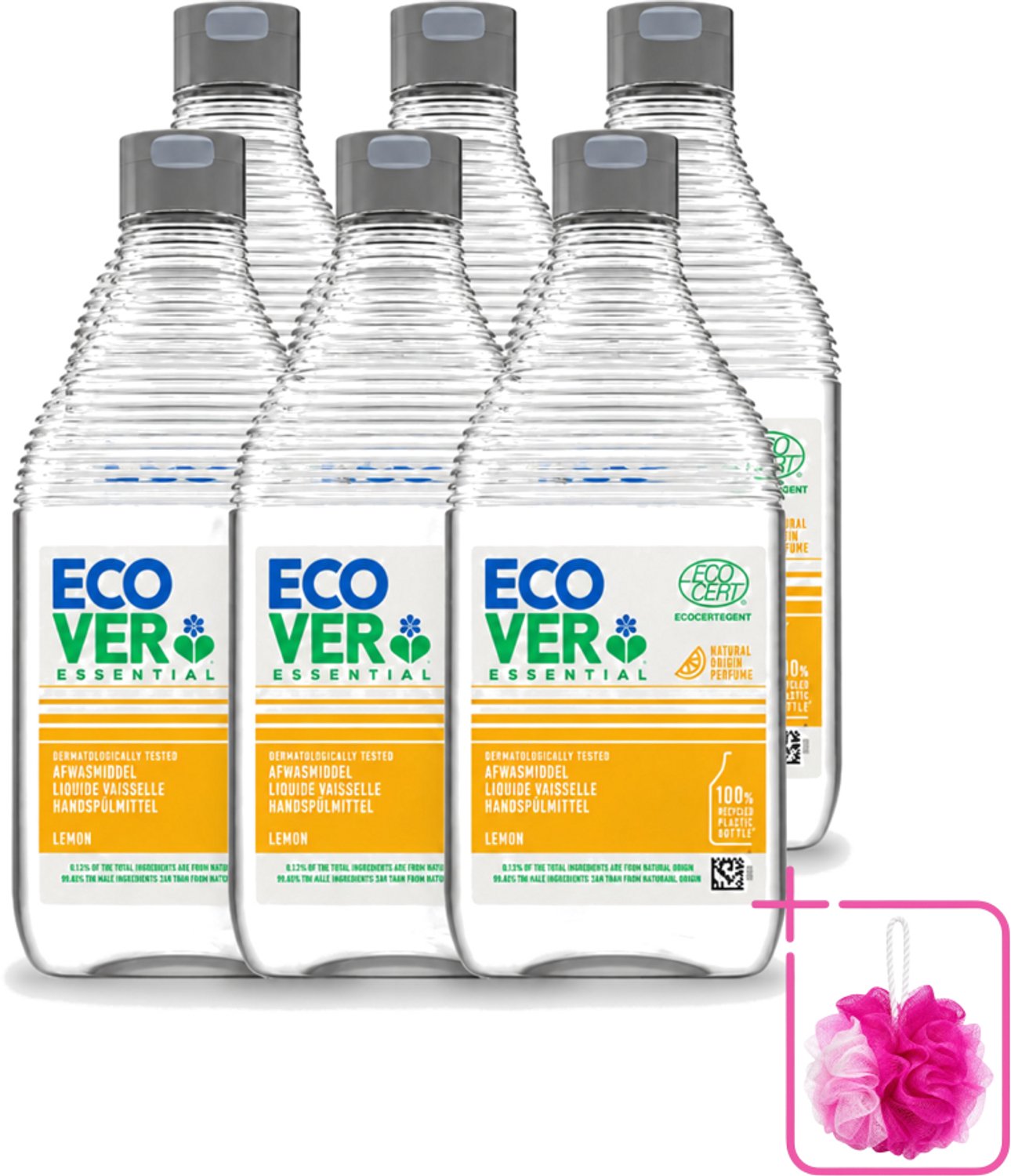 6 x Ecover - Afwasmiddel Essential - Citroen - 450 ml - Bulkverpakking - Afwasmiddel citroen - Plantaardig afwasmiddel