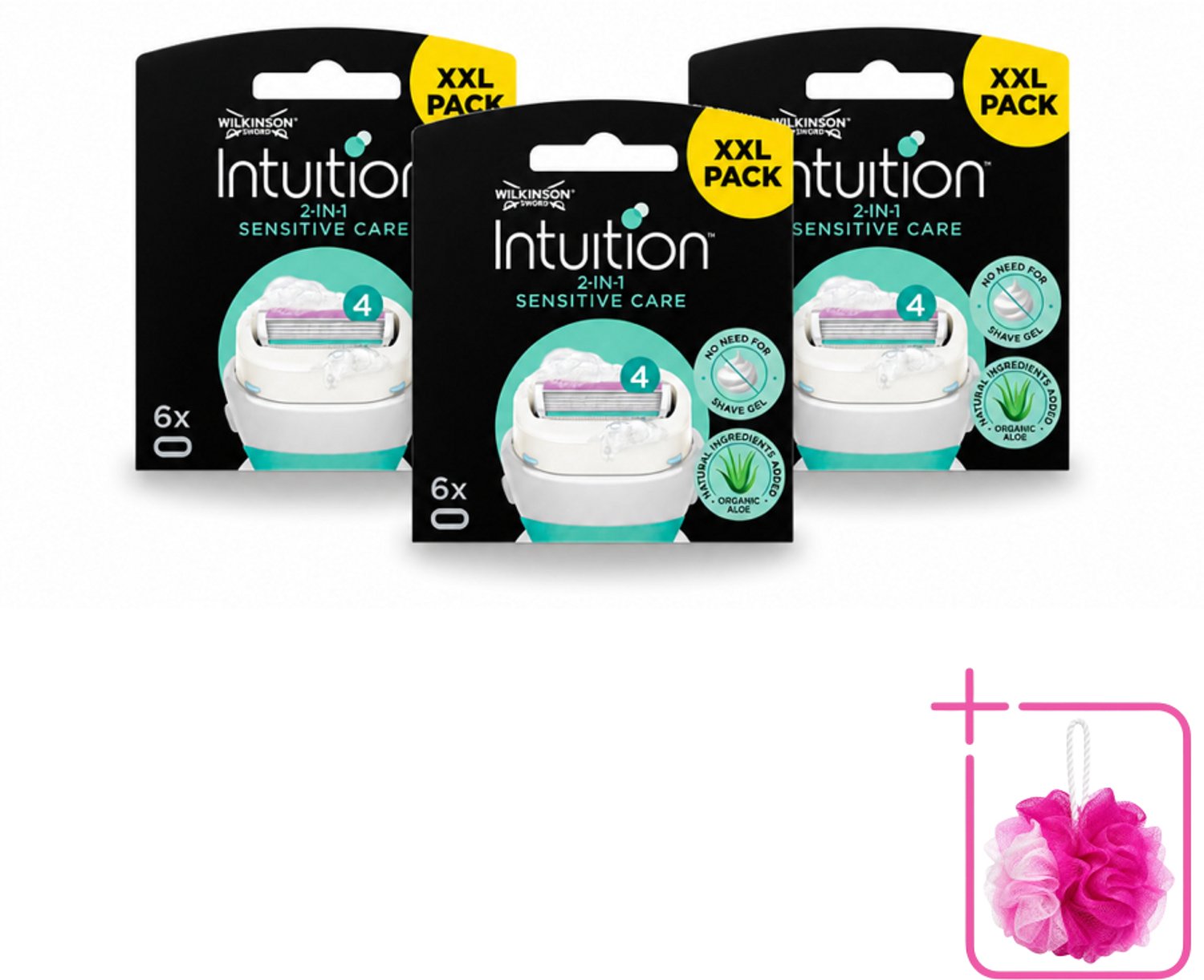 3 x Wilkinson Intuition - Navulmesjes - 2 in 1 Sensitive Care - Voor Gevoelige Huid - 6 mesjes - Bulkverpakking - Gevoelige huid - Scheren