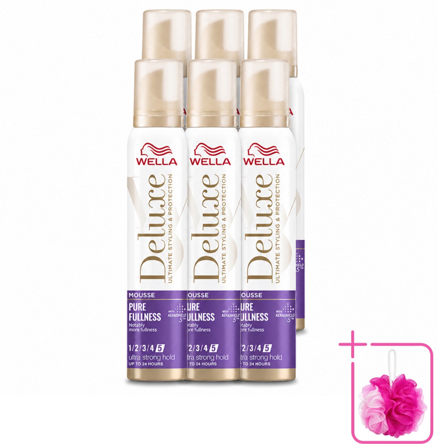 6 x Wella – Deluxe Pure Fullness – Haarmousse – 200 ml - Bulkverpakking - Haarmousse - Douchemop - Volume