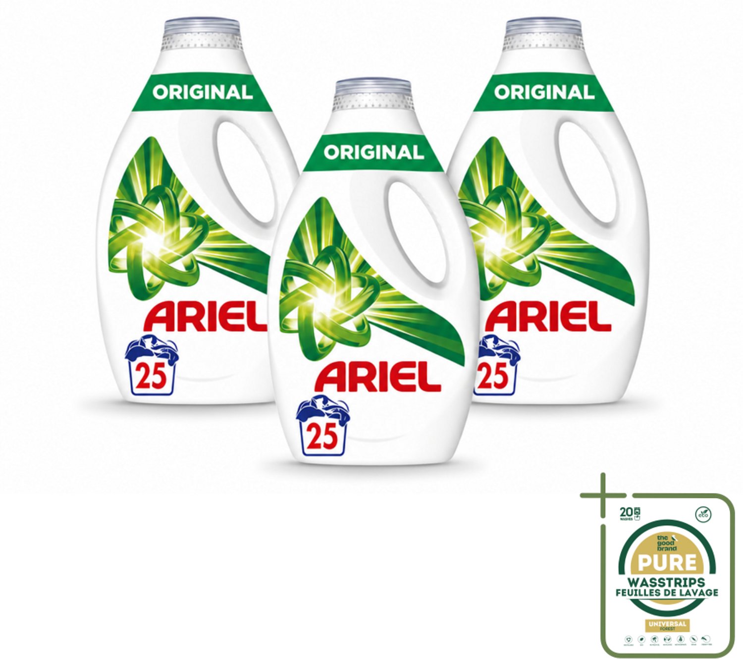 3 x Ariel – Original – Vloeibaar Wasmiddel – 1,13 L - Wasstrips - Vloeibaar Wasmiddel - Wasmiddel Origineel - Fris Wasmiddel - Diepe Reiniging - Koudwasformule