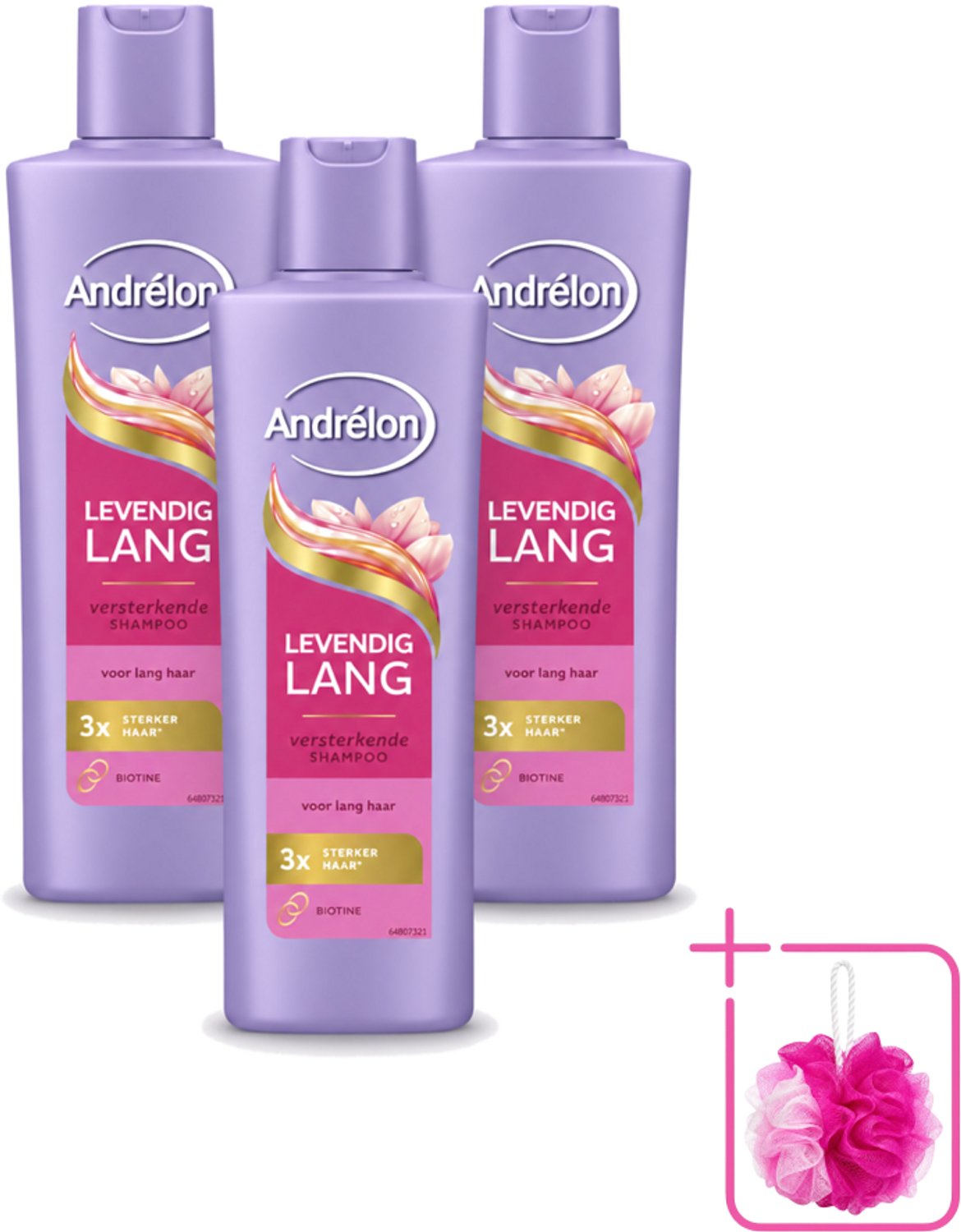 3 x Andrélon – Shampoo – Levendig Lang – 250 ml - Bulkverpakking - Lang haar verzorging - Douchemop - Haar versterken