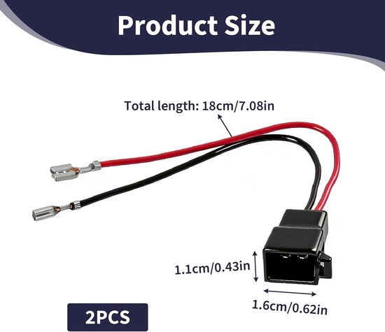 2 stuks luidsprekeradapter, luidsprekerkabelboom adapter DIN-aansluiting voor VW Opel Renault Nissan Dacia Fiat Ford Skoda Seat Peugeot Citroën autoradio boxen adapterkabel deurluidspreker plug & play — afbeelding 5