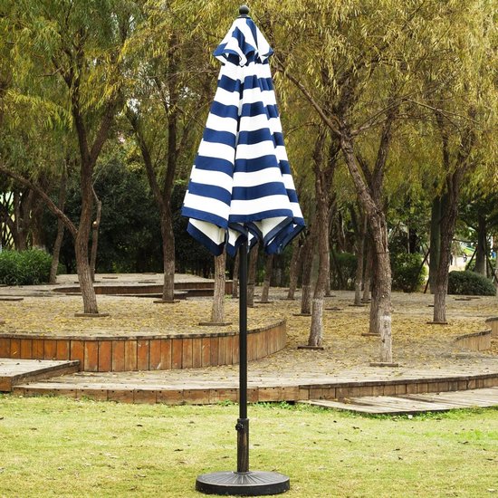 Sunnyglade 7,5 'Patio Paraplu Outdoor Tafel Markt Paraplu Met Drukknop Kantel/Kraan, 6 Ribs (Blauw en Wit) — afbeelding 4