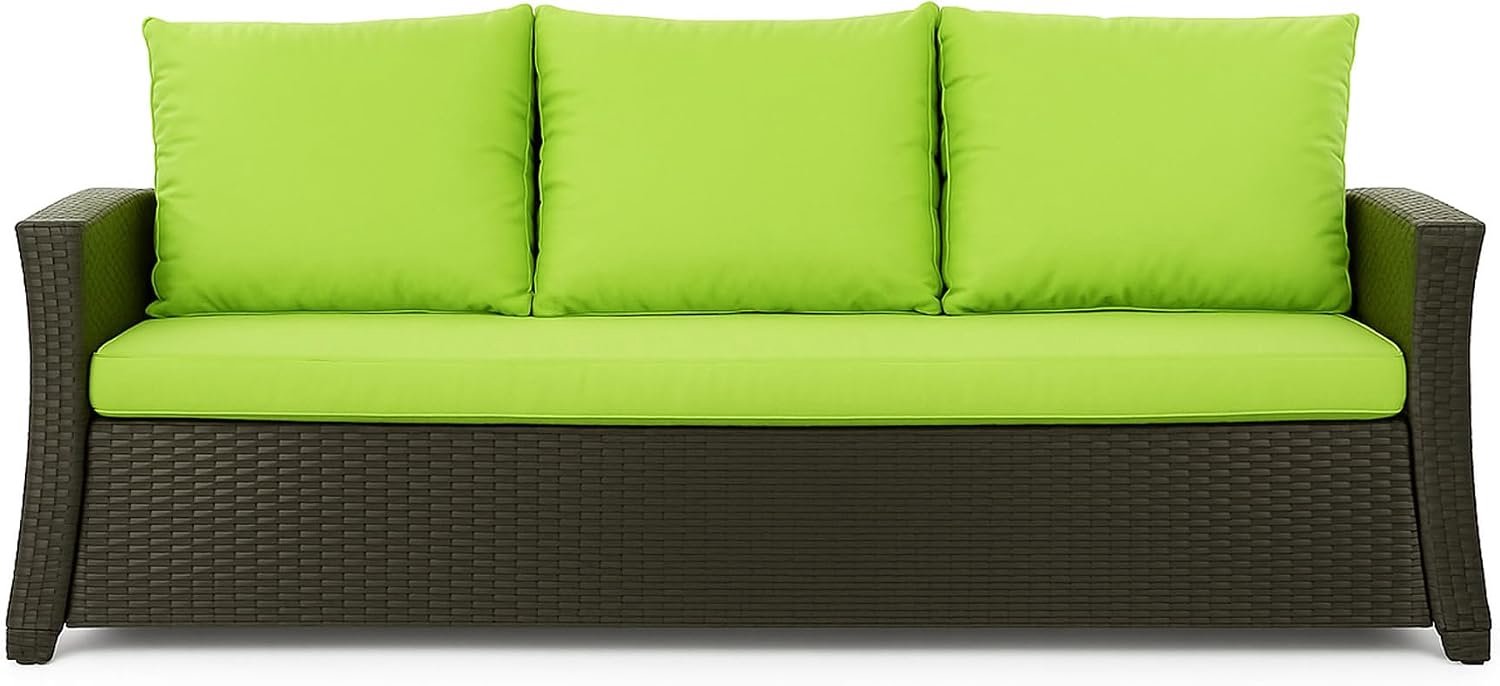 Bankkussen, outdoor zitkussen, voor tuinbank van polyrotan, voor buiten, bankkussen, voor schommelbank, rotan, zitbank, limoen, 170 x 60 x 50 cm
