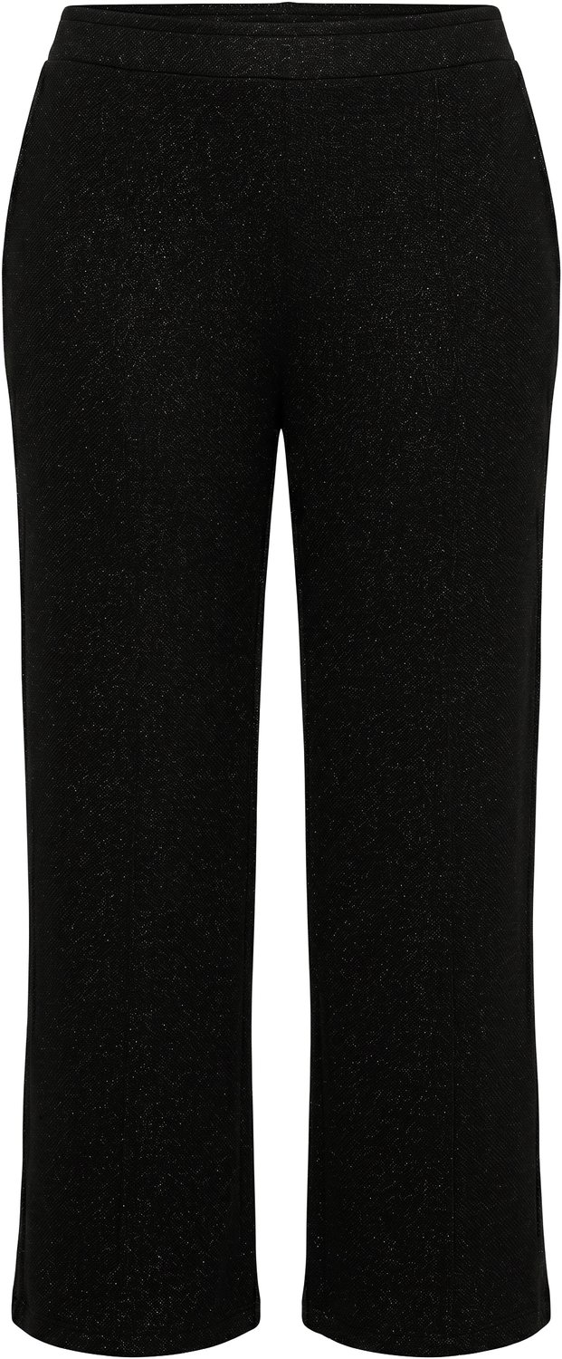 Ulla Popken - Dames - Sweatpants Rose wijde pijpen glittereffect - Zwart - Maat 42+