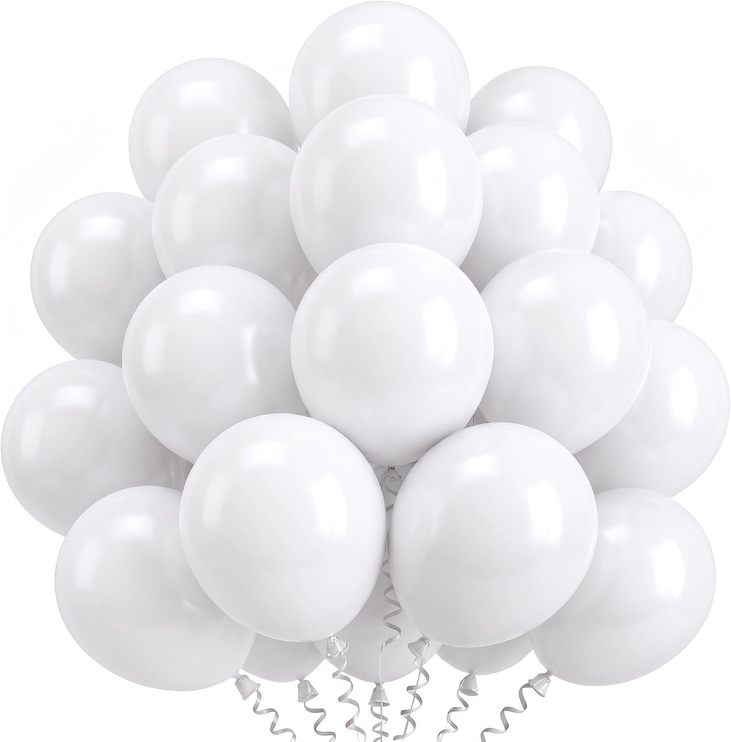 Witte ballonnen, 100 stuks, mat wit, latex, heliumballonnen, voor decoratie verjaardag, meisjes, dames, bruiloft, bruid, babyshower, doop, feest, afstuderen, 30,5 cm