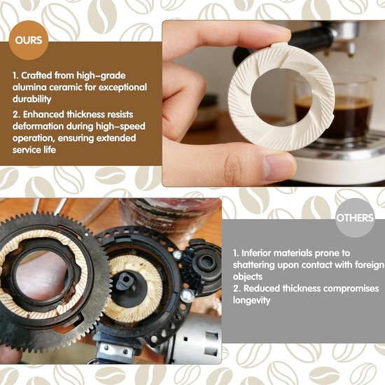 2 stuks keramische maalringen, hoogwaardige nauwkeurige maalstenen van keramiek voor koffiemachines uit de EP-serie, compatibel met Philips Saeco Latte Go, maalstenen reserveonderdelen voor — afbeelding 5