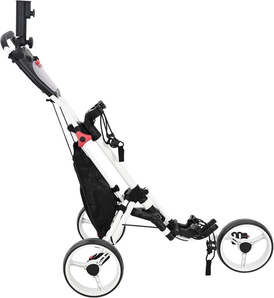 Golftrolley, opvouwbaar, van aluminium, lichte golftrolley voor golfuitrusting, 100 x 69 x 114 cm, zwart — afbeelding 5