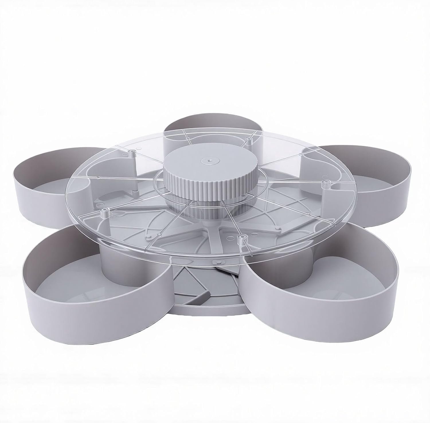 aqxreight Gedeelde Snack Serveerbak met Deksel, 5 Compartimenten (GRAY)