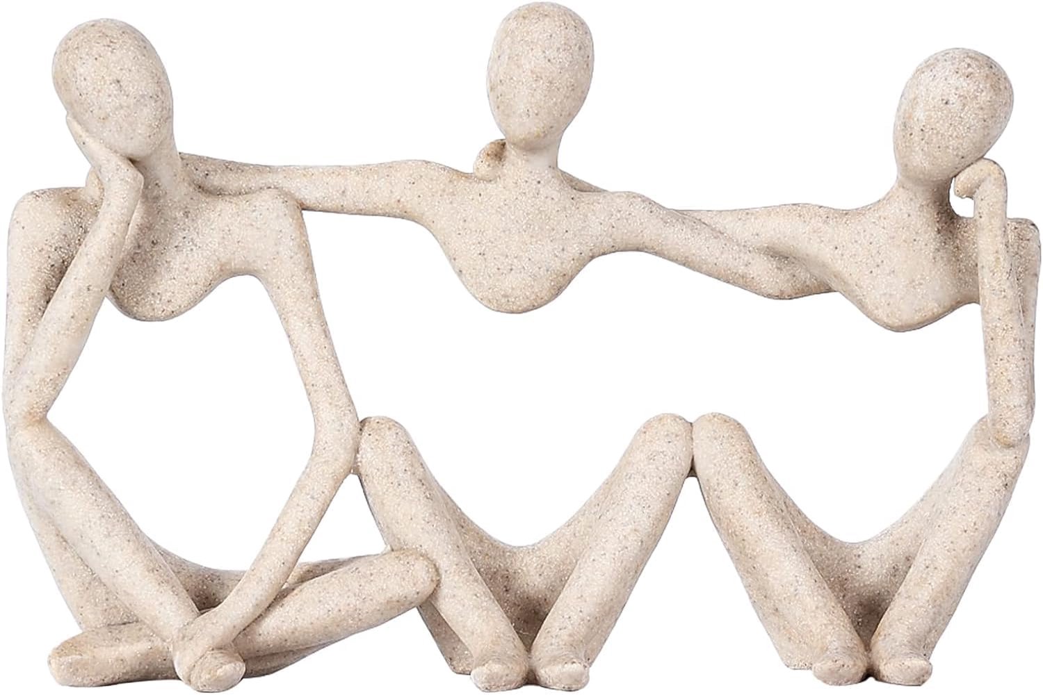 Hars denker standbeeld abstracte denker sculpturen denker stijl abstracte sculptuur denker desktop sculpturen denker beeldje decor decoratief sculptuur voor thuiskantoor boekenplank (zandkleur, stijl
