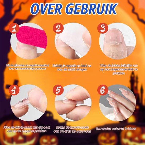 24 Stuks Halloween Opdruknagels, Middelgrote Amandel Paarse Glitter Nep Nagels Franse Tip Valse Nagel met Griezelige Spin Ontwerp, Glanzende Lijm op Nagel Volledige Dekking Acryl Plaknagels — afbeelding 3