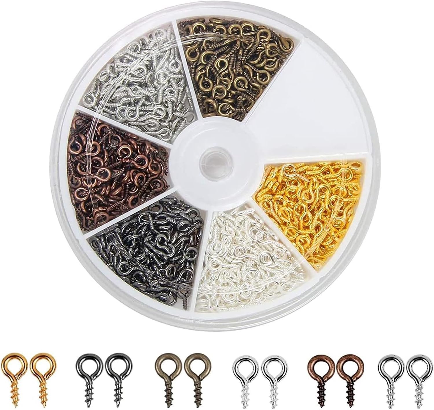 Coolrunner 600 Stks (6 Kleuren) Kleine Schroef Oogspelden, Oogpennen Haken, Oogschroeven Schroefschroefdraad Zilveren Sluitingen Haken Oogschroeven voor Sieraden 84mm (600 Stks Oogspelden)